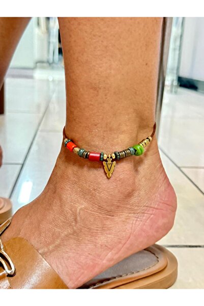 takitokaciniz Hakiki Deri ve Cam Malzeme Kadın Halhal