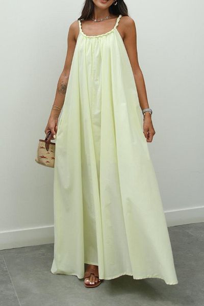 Suzi Long Dress with Knit Detail at the Collar 250506