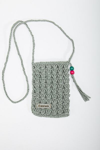 miram shoes Super Luxury-Grey Women's Hand Knitted Shoulder Bag with Strap