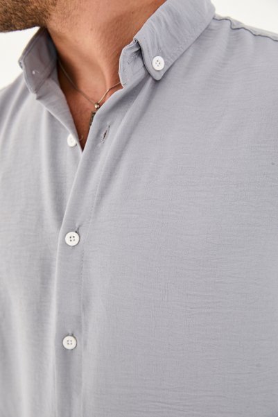 No Way Men's Long Sleeve Button Collar Casual Aerobin Shirt