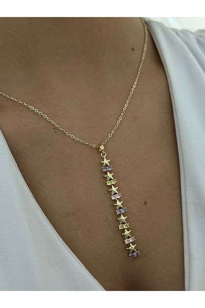 MyladyAccessoriess Colorful Stone and Star Detail Premium Necklace