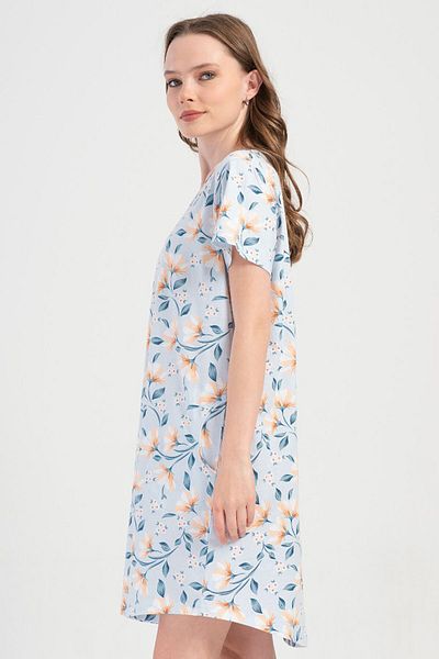 VİENETTA Cotton Women's Plus Size Short Sleeve Nightdress, 409206