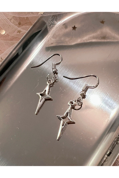 WhimsyWhite Kuzey Yıldızı Küpe, Pirinç kaplama El Yapımı Yıldız Pinterest Küpe