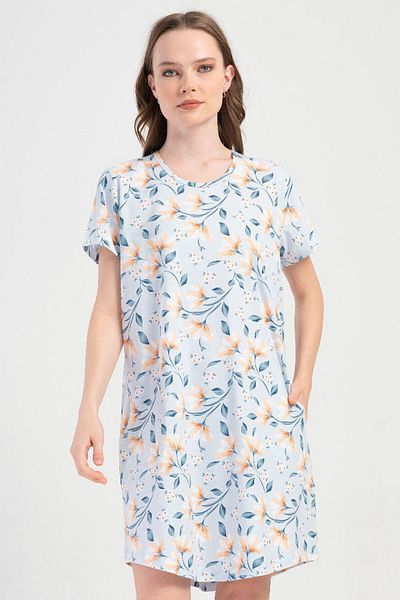 VİENETTA Cotton Women's Plus Size Short Sleeve Nightdress, 409206