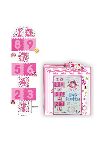 LUDIRO EVA Foam Puzzle Mat for Children, Set of 11 Educational Pieces with Sotron Game, Pink White