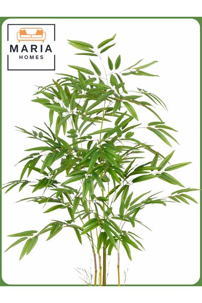 MARIA HOMES Artificial Bamboo Tree 125 cm – Indoor Decorative Plant with White Pot