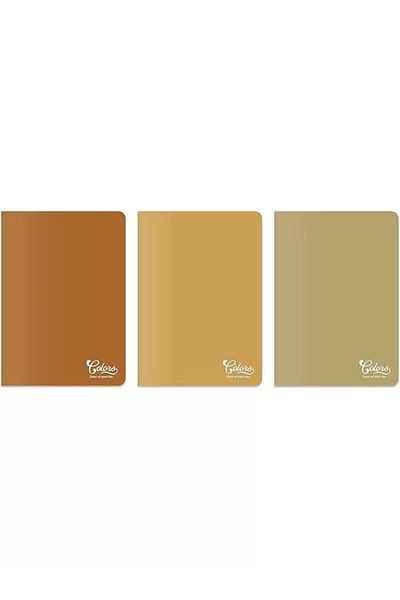 Mu Art Ahşap Colors Vintage Series, A5 60 Sheets Unlined Cardboard Cover Notebook 3 Pack, Brown
