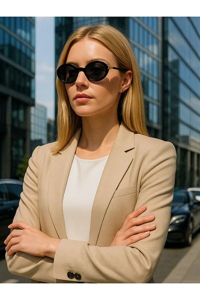 Lexi Bella Eliza Women's Black Sunglasses Gold Handle Detail Black Frame Uv 400 Protection Ce Certified