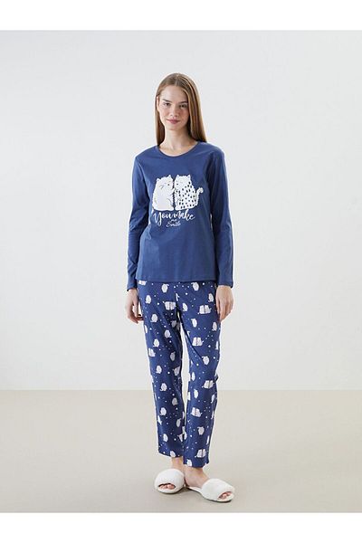 LC Waikiki Lcw Dream Crew Neck Printed Women's Pajamas Set