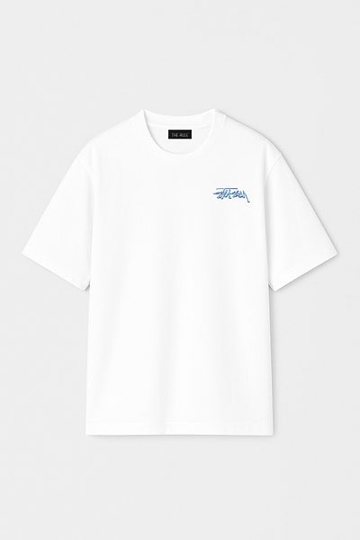 THE RULE Unisex Stüssy Ice Cube με στάμπα Oversize 100% βαμβακερό μπλουζάκι με φαρδιά κοπή με υφή RF0531