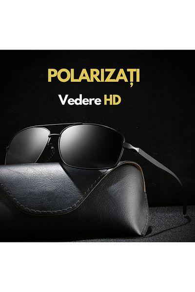Hipolar Ochelari de Soare Polarizati clasa 3, Protectie UV 400, Lentila HD Negru, Rama Metalica