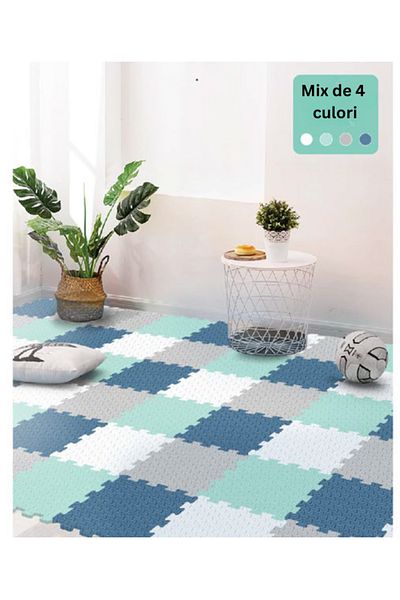 LUDIRO Children's Puzzle Carpet, 8 Pieces Pastel Mix 32x32 Cm, Non-Slip EVA Foam Play Mat