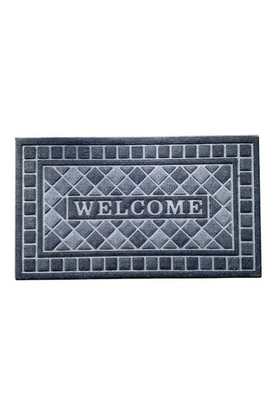 OPTIM DEKO WELCOME Entrance Mat, ®OPTIMDEKO, Non-slip, Durable, Decorative, 75 x 43 cm, Dark Gray