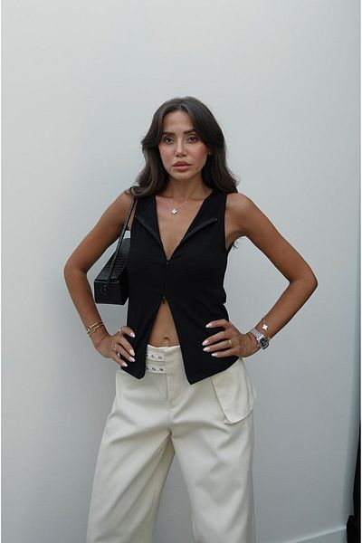 Havoş Black Dale Zipper Detailed Blouse