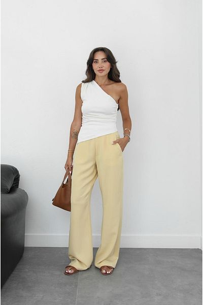 Havoş Light Yellow Lyocell Palazzo Trousers