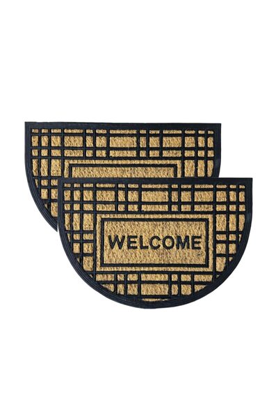 OPTIM DEKO Pack 2 x Door Mat, Coconut Fiber and Rubber, Welcome Model