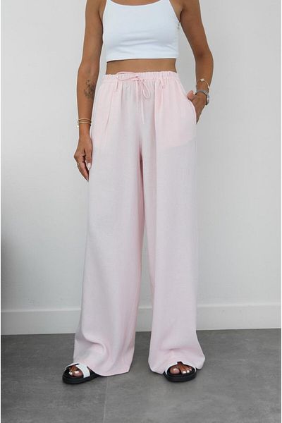 Havoş Pink Rope Lace-Up Linen Trousers