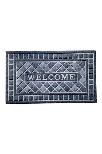 OPTIM DEKO WELCOME Entrance Mat, ®OPTIMDEKO, Non-slip, Durable, Decorative, 75 x 43 cm, Dark Gray