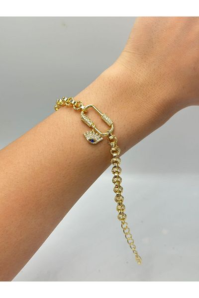 MyladyAccessoriess Steel Bracelet with Zircon Stone Eye Detail