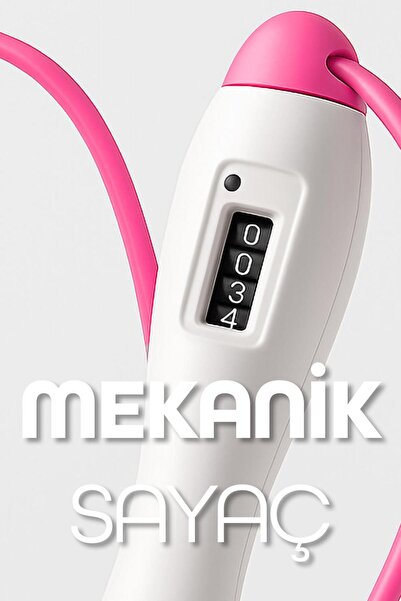 Telvesse Atlama İpi Uzunluk Ayarlanabilir Mekanik Sayaçlı Ayarlı Göstergeli Atlama İpi Jump Rope Pembe 5006