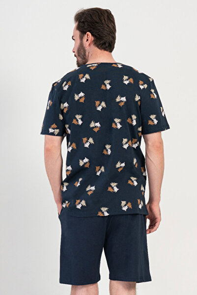 VİENETTA Cotton Men's Short Sleeve Capri Pajama Suit, 408022