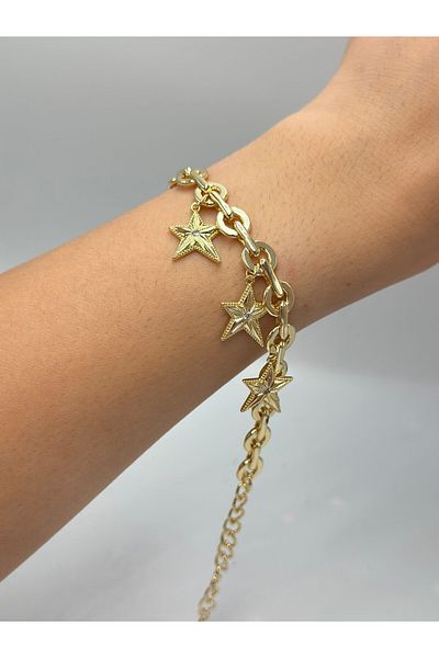 MyladyAccessoriess Star Detail Steel Charm Bracelet