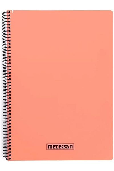 Mu Art Ahşap Karina Pastel Series, A4 100 Sheets Checkered Pp Cover Spiral Notebook, Pink