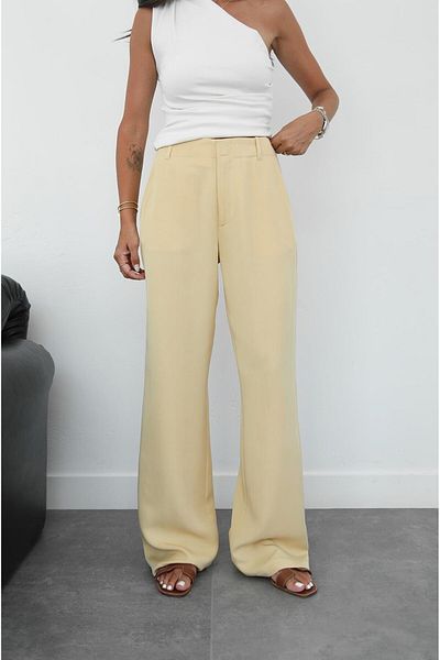 Havoş Light Yellow Lyocell Palazzo Trousers