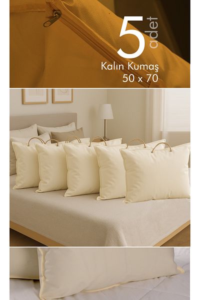 Vedsey Home Organizer Σετ 5 70x50 εκ. Μαξιλάρι & Organizer Ρούχων Hurç Cream