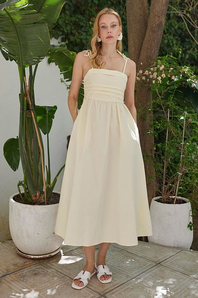 Suzi Chest Part Pleated Strap Dress 3332
