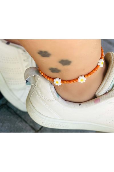 ACAR TAKI Red Beaded, Daisy Anklet 23+4 cm Acr5663