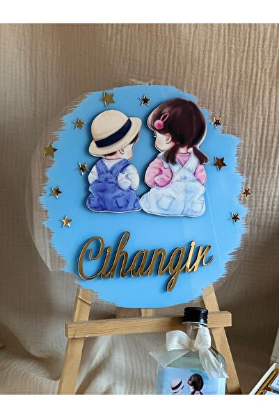 ELF LAZER Kapı süsü bebek hastane pleksi aslan ikiz