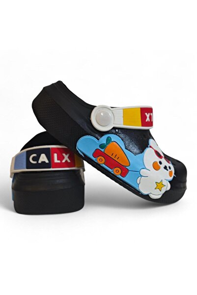 Calx 9041 Black Crks Rabbit Figured Boy's Pool Beach Slippers