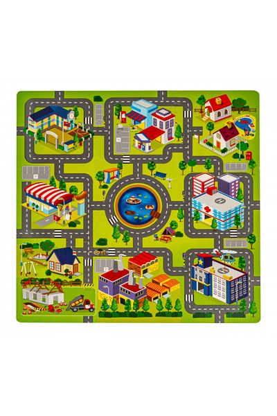 LUDIRO Ludiro EVA Foam Puzzle Mat for Children, Set of 9 Educational Pieces with City Map