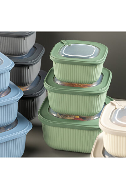 Stile Cucina Set of 12 Vacuum Storage Containers Suitable for Microwave and Freezer Use 4X(600-1100-1800ml)