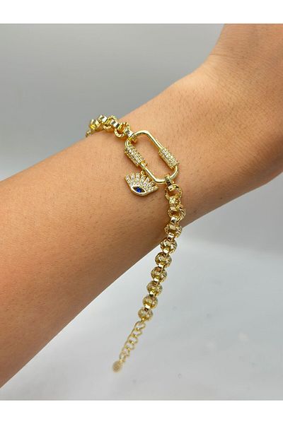 MyladyAccessoriess Steel Bracelet with Zircon Stone Eye Detail