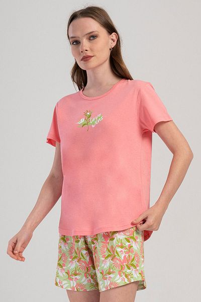 VİENETTA Cotton Women's Short Sleeve Shorts Pajamas Suit, 408163