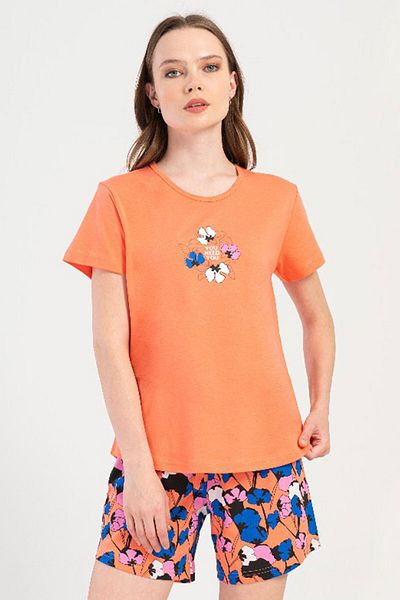 VİENETTA Cotton Women's Short Sleeve Shorts Pajamas Set, 408041