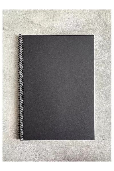 Mu Art Ahşap Unlined Spiral Notepad, A4 Size (21X29,7 cm), 60 Sheets, 90Gr. Ivory Paper