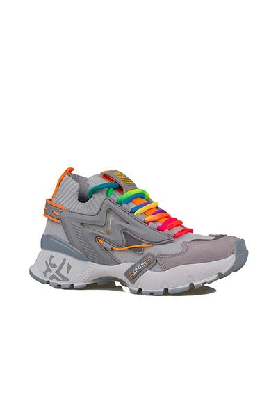 Trend Adımlar Gray Women's Colorful Rubber High Top Lightweight Padded Sneaker