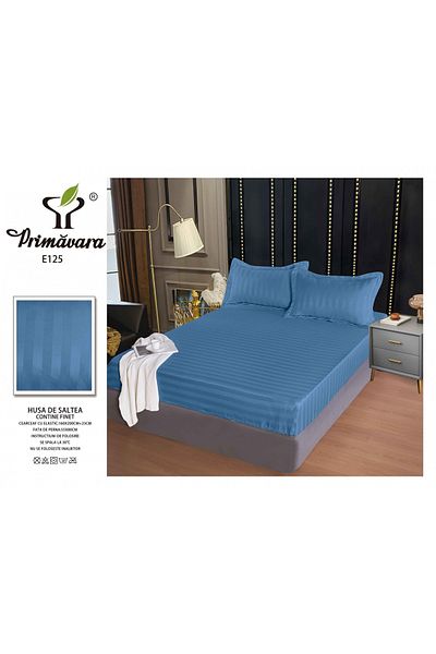 FIONNA.RO Satin Damask Duvet Cover 160x200cm - Blue