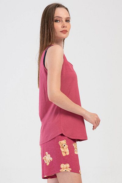 VİENETTA Cotton Women's Wide Strap Shorts Pajamas Set, 409084