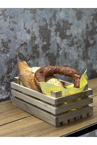Germenicia Rustic Wooden Bread Presentation Case – Bagel & Bread Tray 30 X 15