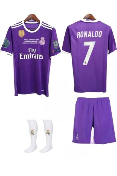 MONTENERO R.Madridd 2017 Cardiff Champions League Cristiano Ronaldo Kids Jersey Set of 3