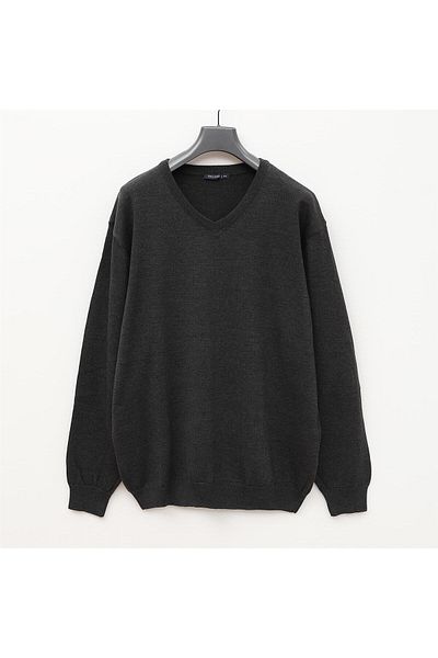 Dio Rise Men's O Neck Long Sleeve Slim Sweater - (3Xl-7Xl) - B180916 - Anthracite