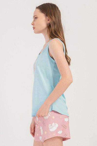 VİENETTA Cotton Women's Wide Strap Shorts Pajamas Set, 409012