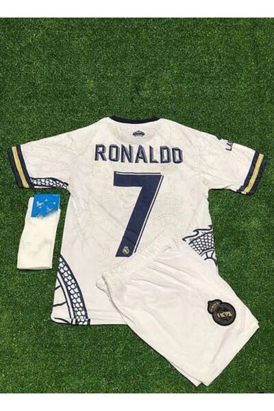 MONTENERO R.Madridd 2023/24 Season Dragon Pattern Cristiano Ronaldo Concept Kids Jersey Set of 3 (Byz)