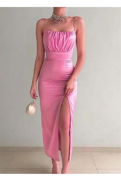 EMAYS DESIGN Φόρεμα με λεπτό λουράκι σατέν φόρεμα Candy Pink 583217