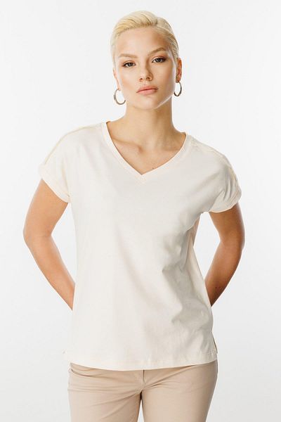 On Fashion Bluz V-Necklace with Stone on the Shoulder with Ruffle Detail