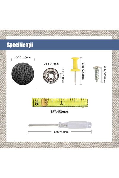 BLACK Car Roof Repair Kit with 30 Upholstery Buttons -